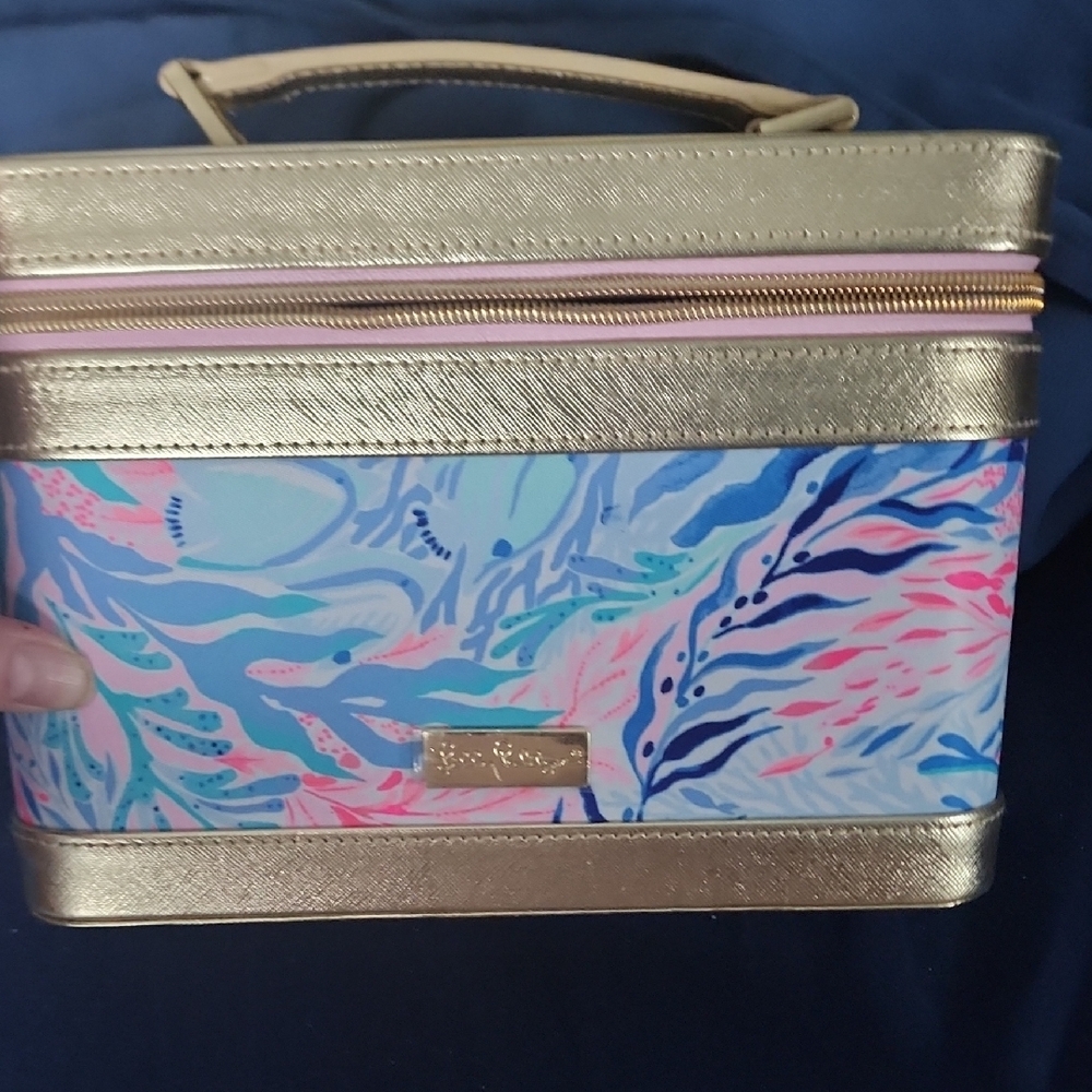 Lilly Pulitzer Pink and Blue Cosmetic Case - Picture 2 of 6